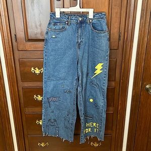 High rise wide leg jeans